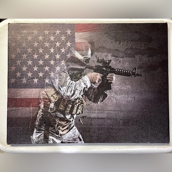 WALL ART USA American Flag/US Military Soldier Canvas wall decor size12x16 NWT - Picture 4 of 7
